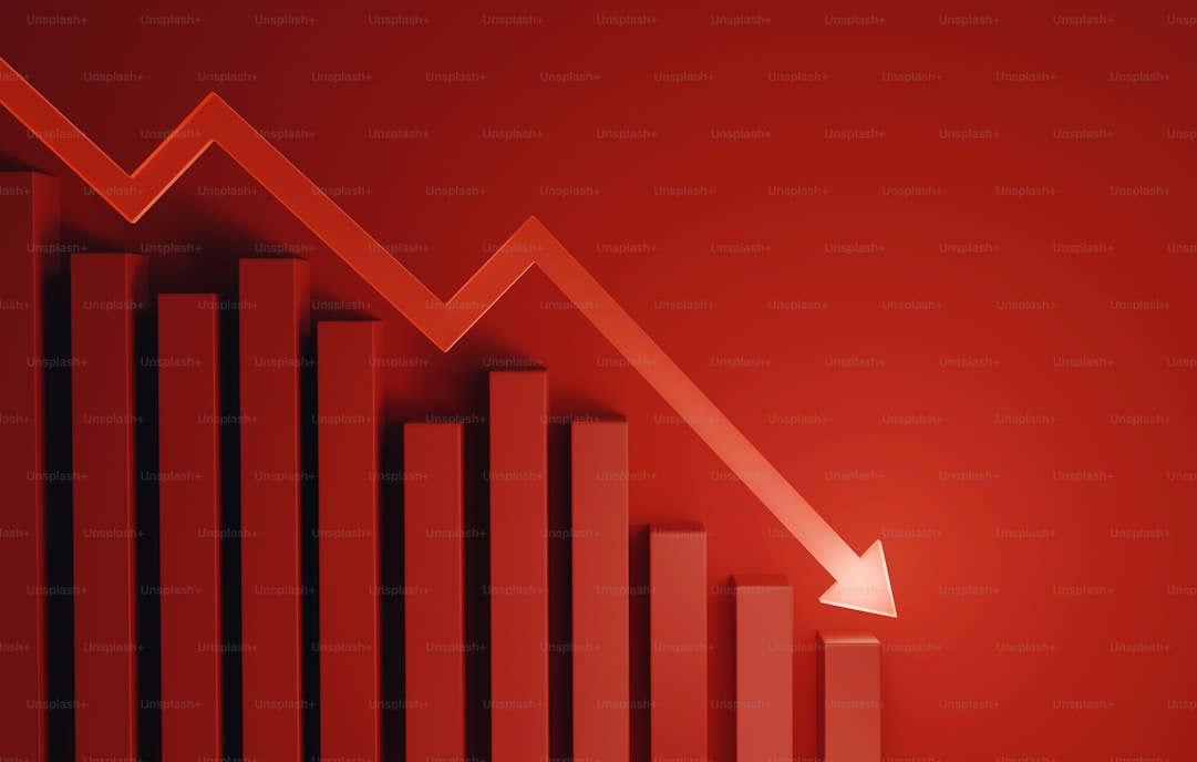 Wykres spadku wartości na rynku finansowym